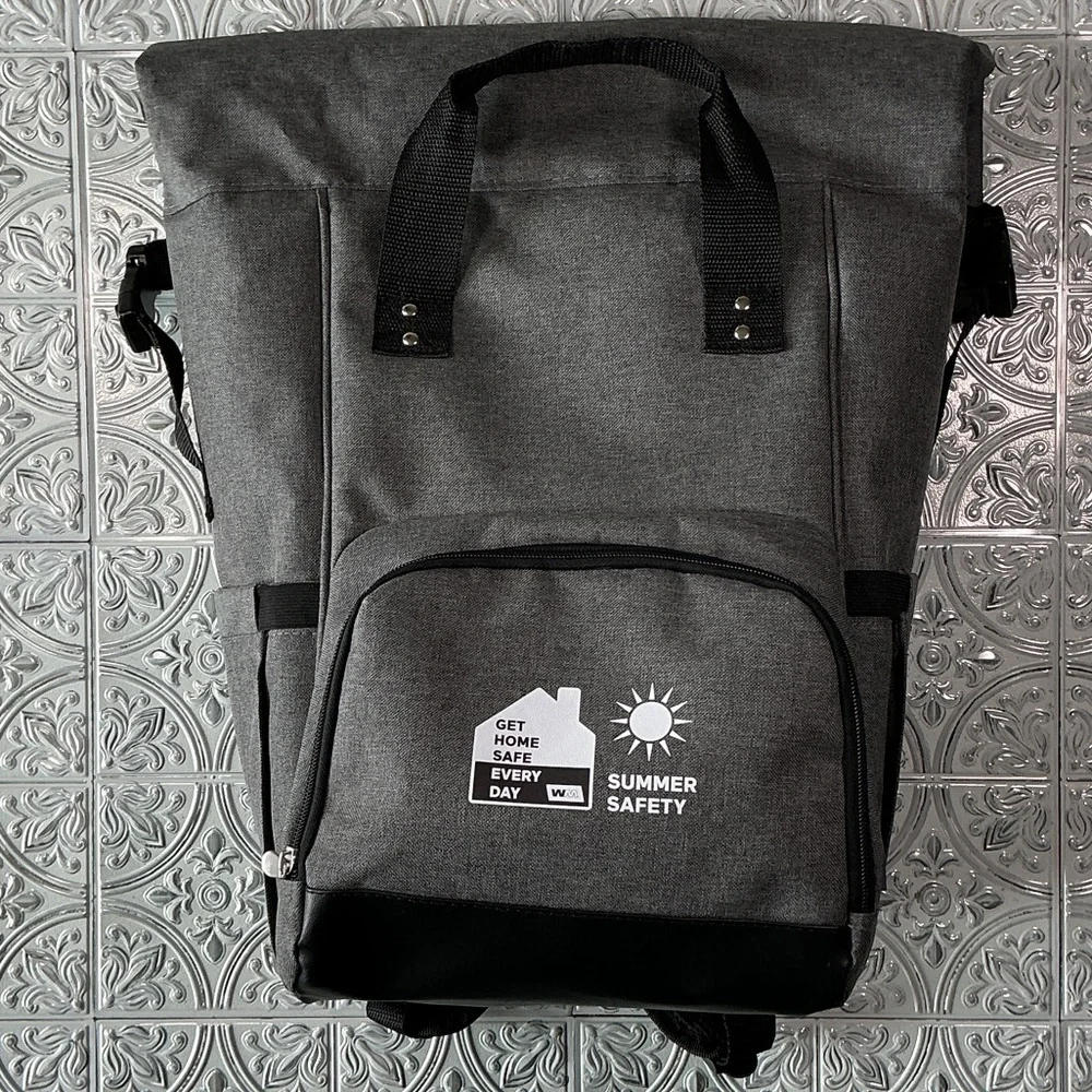 Oniva Picnic Time On The Go Roll-Top Backpack Cooler Bag Gray Black 30-42 Can